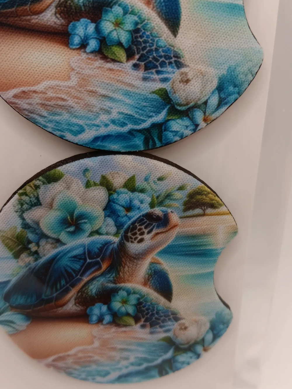 Blue Sea Turtle Car Coasters -